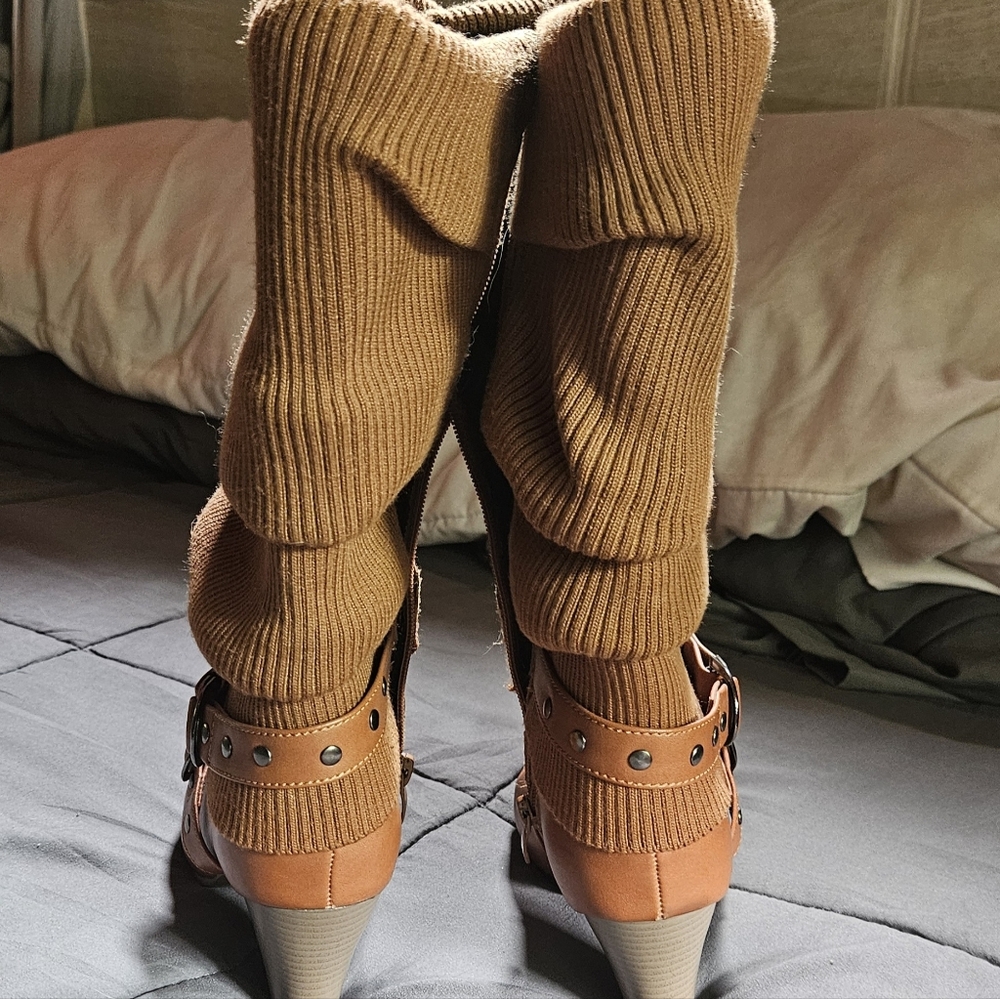 Womens burnt orange/brown mid calf boots size 8